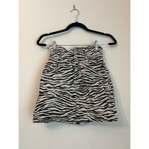 Zara TRF Collection Zebra Print Mini Skirt Elastic Waistband XS‎